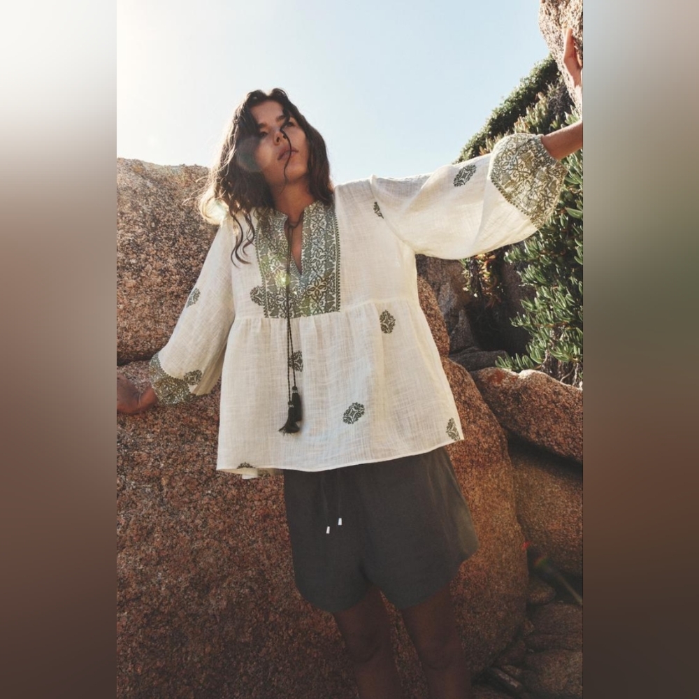 Zara Boho Printed Blouse With Tassels - Picture 4 of 11